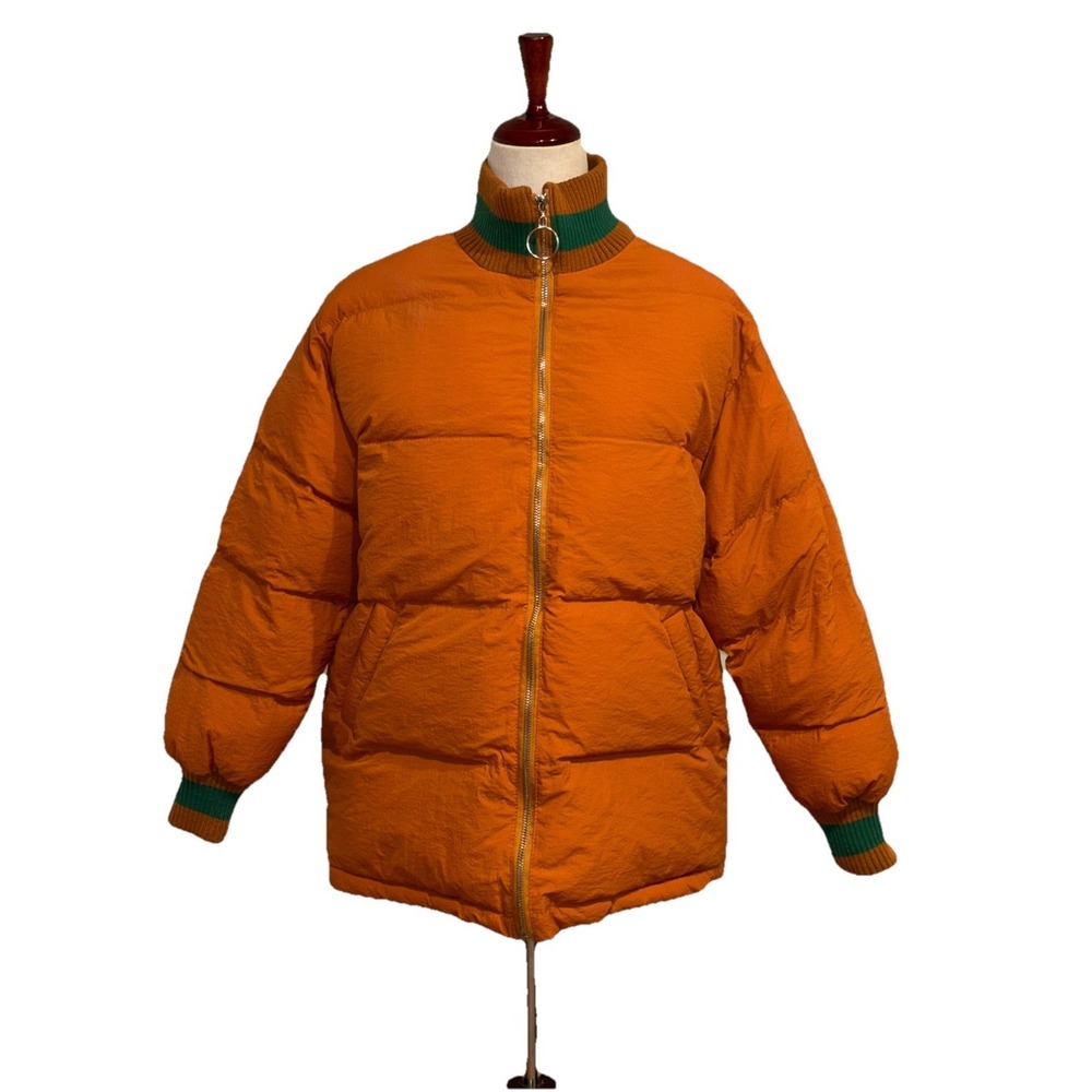 Toast Society Puffer Jacket Women's M/L‎ Streetwear Chic Oversized Orange Green
